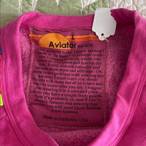 Aviator Nation Striped Crew Neck Sweatshirt Unisex Size Large NWT - Picture 2 of 3